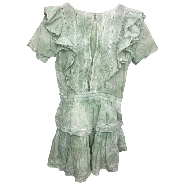 LoveShackFancy Natasha Dress in Moss Green Hand Dye Size Medium 100% Cotton - Image 5