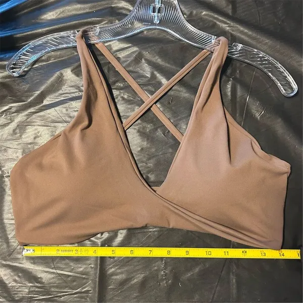 Women's XXL Dark Brown Padded Sports Bra Criss-Cross Back‎ Wireless - Image 2