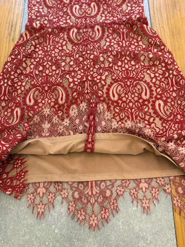 For Love & Lemons Vika Paisley Lace Mini Dress Rust Size Small - Image 8