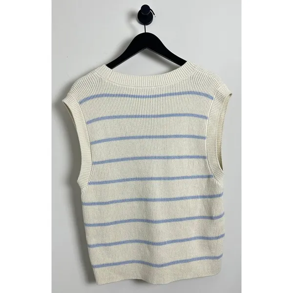 REFORMATION Janey Cotton Sweater Vest in Pablo Stripe Size Small - Image 7