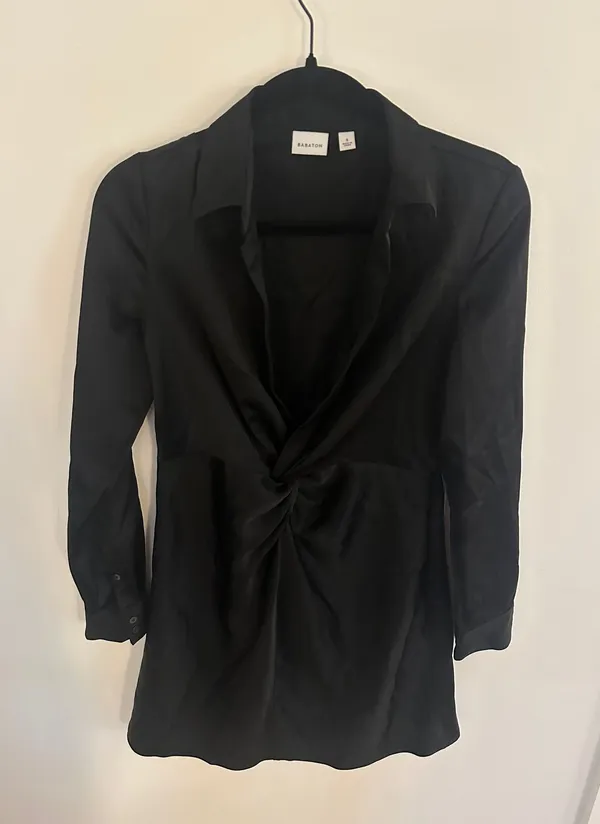 Aritzia Babaton Black V-Neck Mini Dress - Image 3