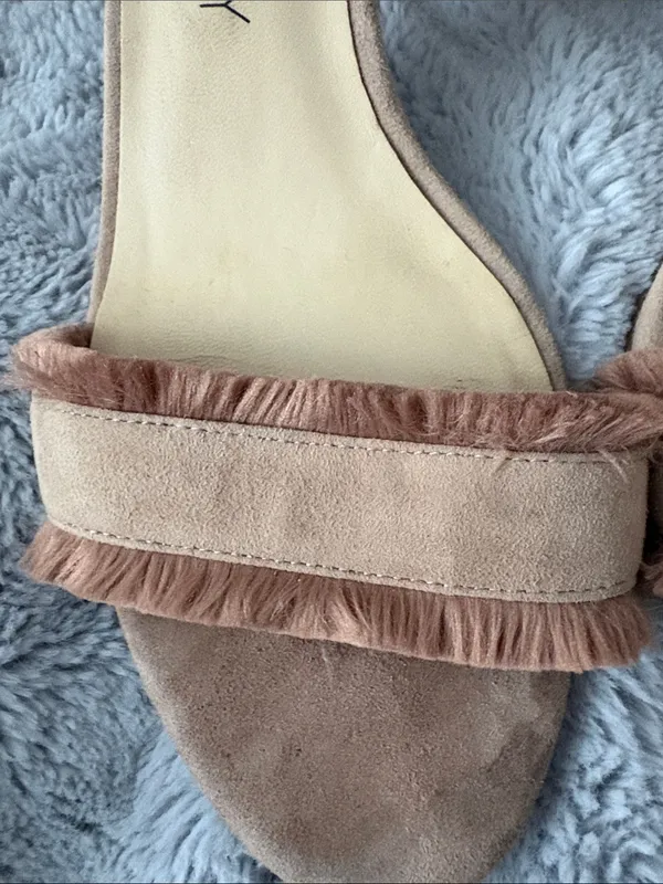 VGC Sole Society Tan Suede Fringe Ankle-Strap Block Heels SIZE 9.5 (41) - Image 4