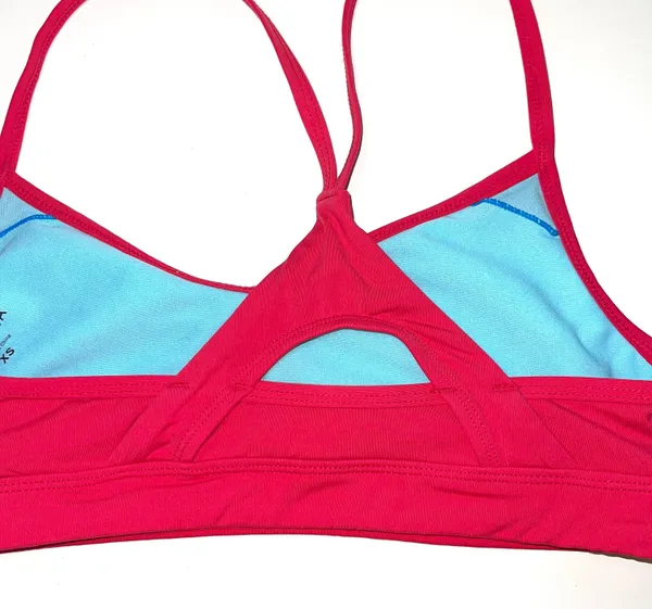 Athleta Hot Pink Ruched Keyhole Back Unlined Sports Bra - Image 6