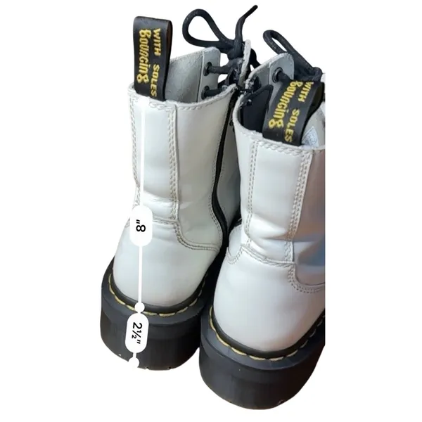 Dr. Martens White Jadon Leather Platform Boots Size 7 - Image 7