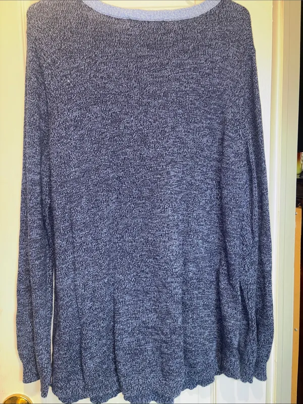 Kendra Scott Patchwork Shades Of Blue Cotton Sweater Scoop Neck Xxl Oversized - Image 4
