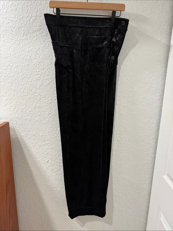 HALARA Black High Waisted Pockets Straight Leg Velvet Casual Pants Size XL - Image 5