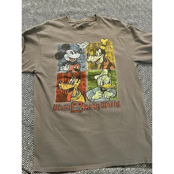 Disney Parks Mickey And Friends Color Block T-shirt Grey Adult Unisex Medium - Image 2