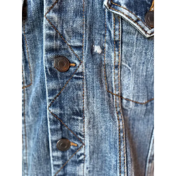 Aeropostale Womens Blue Denim Trucker Jacket Medium Wash Button Front‎ Large - Image 5