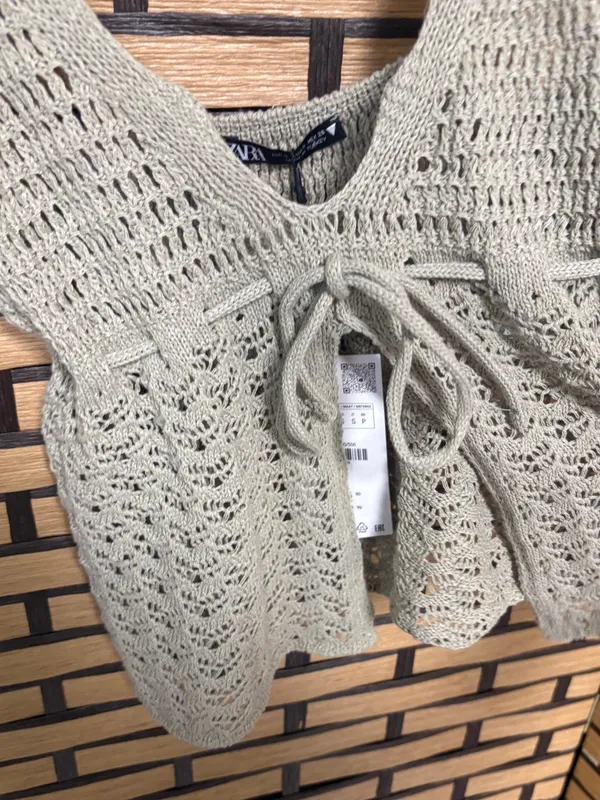 Zara Green Crochet cami size small - Image 5