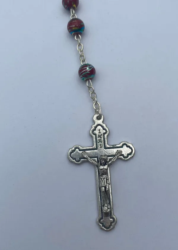 Rosary Red Multicolored Religious Catholic Prayers - Image 7