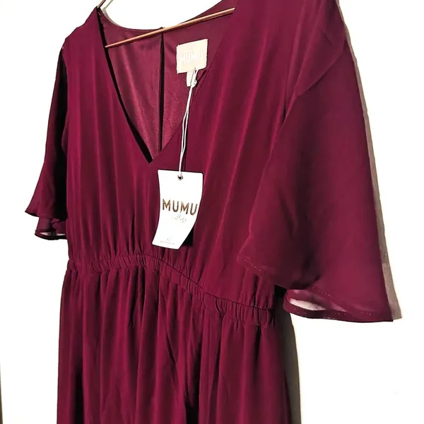 NWT Show Me Your Mumu Emily Empire Merlot Chiffon Maxi Dress Large - Image 4