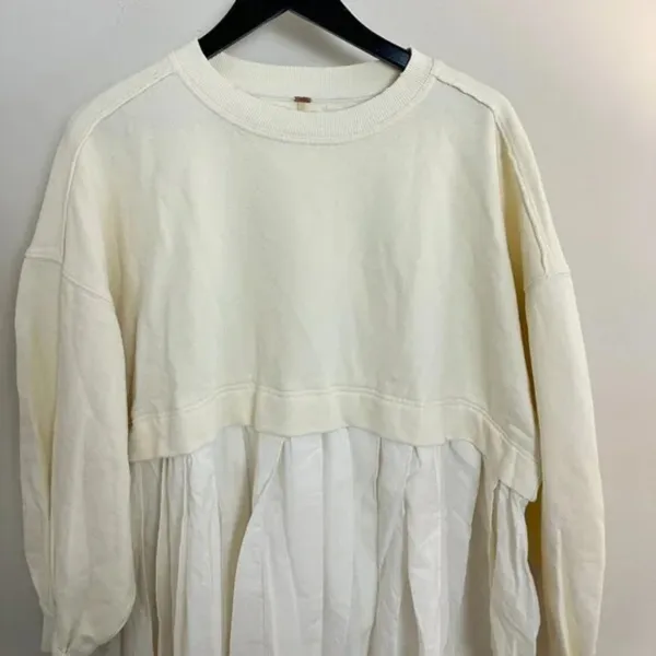 FREE PEOPLE Eleanor Sweatshirt Dress in Grey Combo Size Small - Image 6