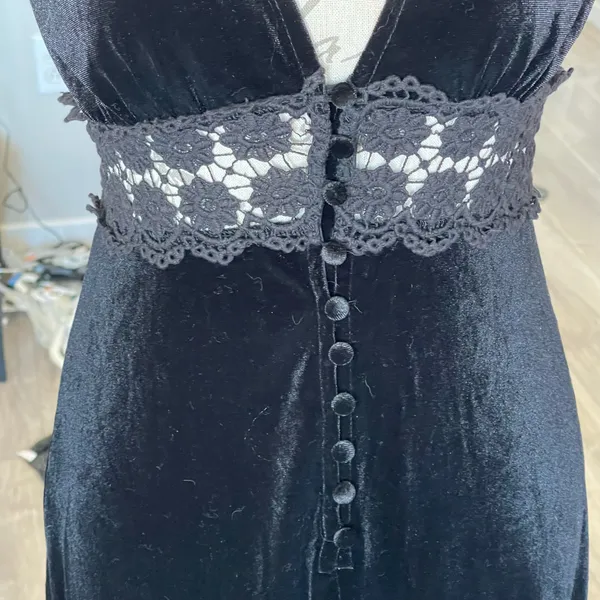 Forever 21 Dress Black Velvet Crushed Maxi Small - Image 7