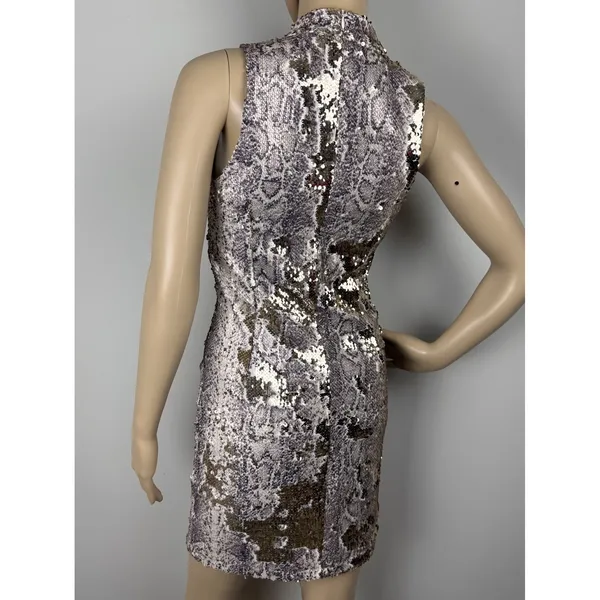 Fab'rik Bodycon Sequins Snakeskin Mini‎ Dress Sz S Cocktail Party Club Sexy Date - Image 8