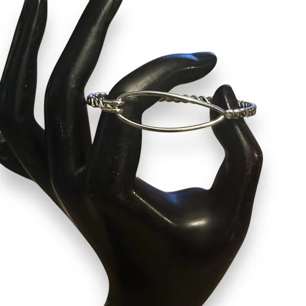 Stainless steel hook and eye rope bangle bracelet Silver - Image 2