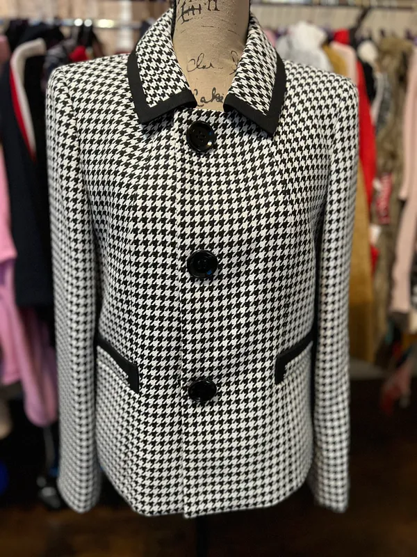 houndstooth blazer tweed jacket sz10 - Image 2
