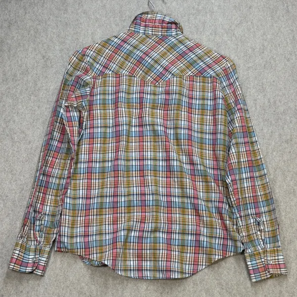 EV Ltd Vintage Womens M‎ Western Pearl Snap Shirt Plaid Multi-Color Long Sleeve - Image 3