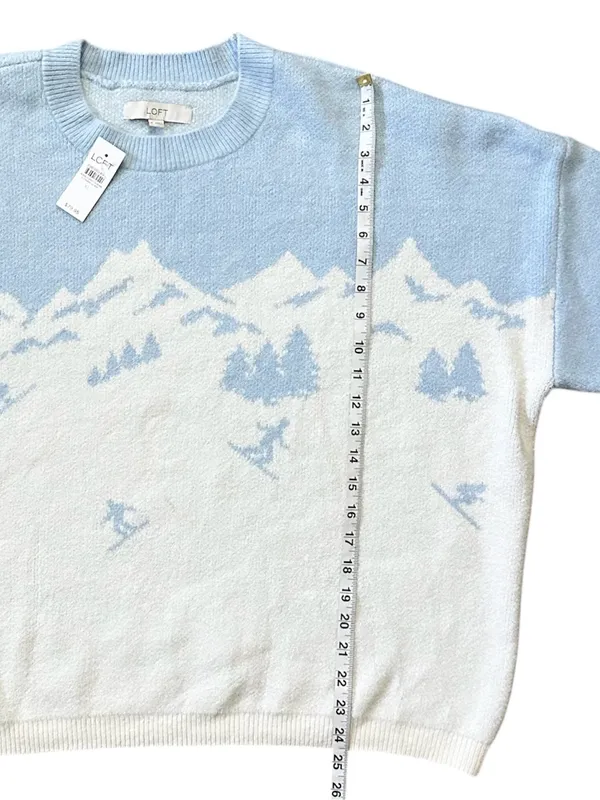 LOFT Mountain Ski Sweater Long Sleeve Snow Mountain Design Blue Size XL - Image 8