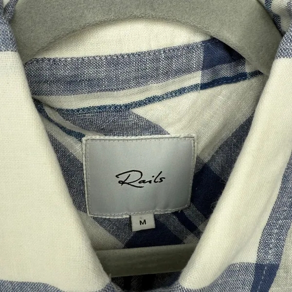 Rails Hunter‎ White Indigo Melange Plaid Women's Size M Long Sleeve Button Shirt - Image 2