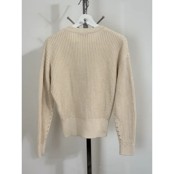 Madewell Lace Up Front Chunky Knit Sweater Cream Beige Long Sleeve Preppy Size S - Image 6