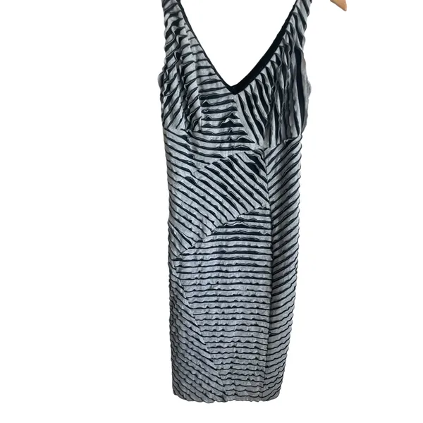 Nicole Miller Mini‎ Dress Women M Gray Black Ripple Bodycon Rave Y2K Retro Club - Image 7
