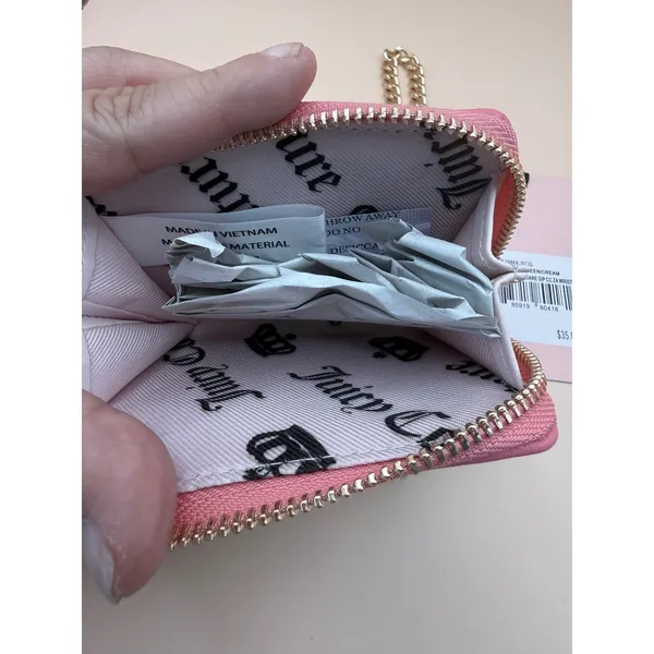 Juicy Couture Retro Green Cream‎ Paradise Square Zip Card Case Wristlet Wallet - Image 11