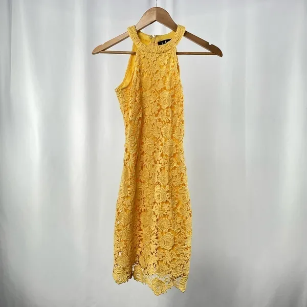 Lulus Love Poem Lace Mini Dress in Yellow Size‎ Extra Small - Image 4