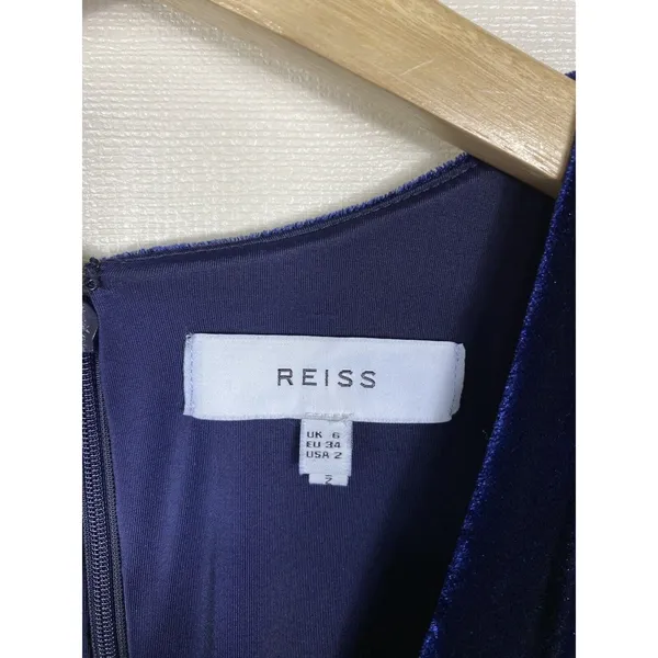 Reiss Mosaic Velvet Twist Front Dress Midnight Blue Sleeveless Sz US 2/UK 6‎ XS - Image 7