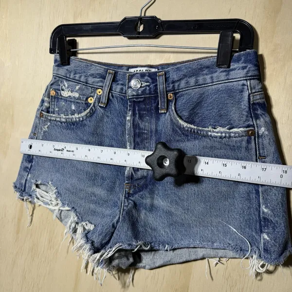 Agolde Parker Denim Shorts Womens 25 Distressed Cutoff‎ Raw Hem High Rise - Image 7