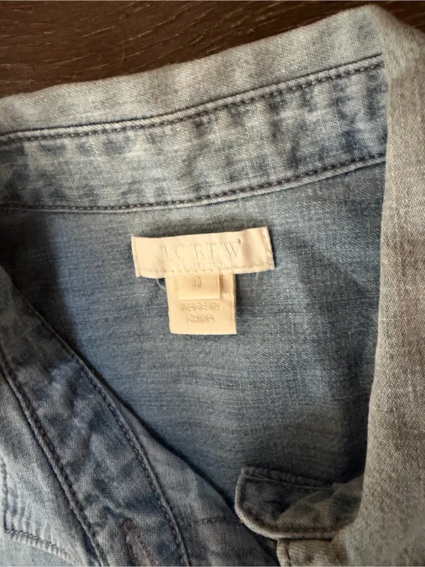 J. Crew Light Blue Embellished Denim Shirt Jacket - Image 3