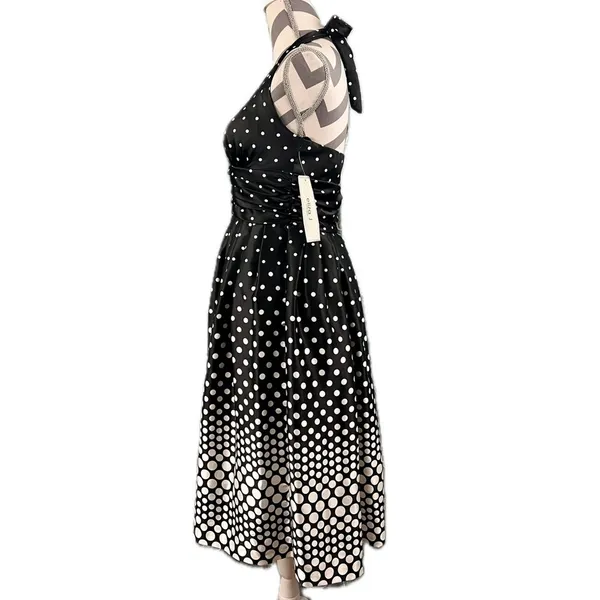 Eliza J Polka Dot Halter Dress - Size 6 NWT - Retro Fit & Flare Black White - Image 8