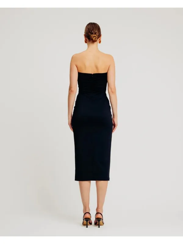 Torn By Ronny Kobo Lia Strapless Midi Dress Black Womens Size Large - Image 4