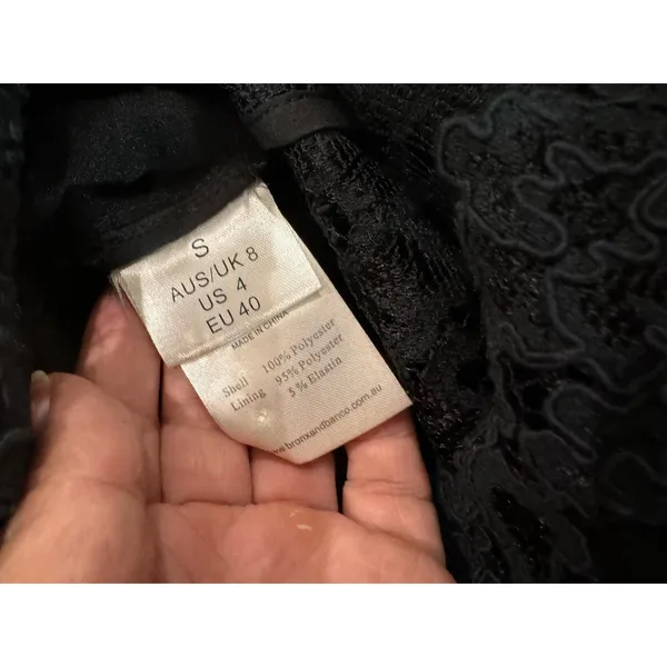 Bronx & Banco Black Lace Maxi Dress Cap Sleeve Formal Cocktail Size S - Image 10