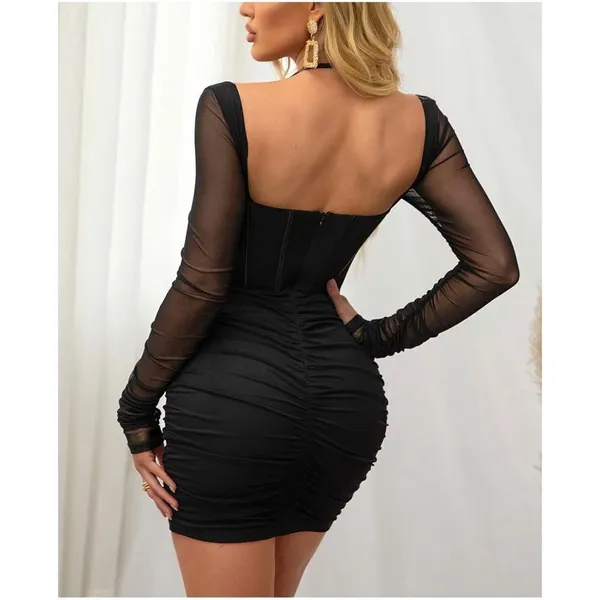 NEW Mini Corset Dress Bone Ruched Bodycon Sexy Party Dress XL - Image 2