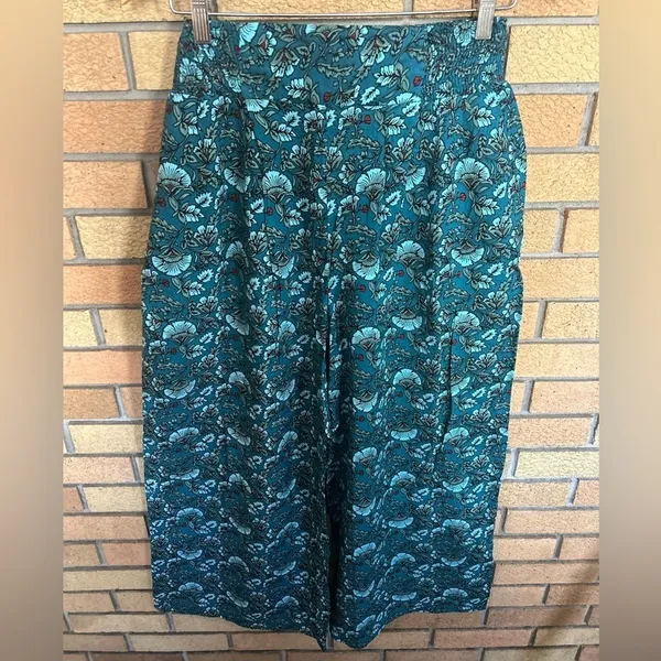 Band of the Free Elise Teal Floral Boho High Waist Wide Leg Pants Size Med NWT - Image 3