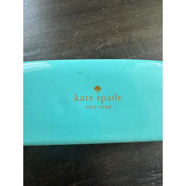 Kate Spade Turquoise and Green Hard Shell Eyeglass Case with Eye Graphic Inter - Image 2