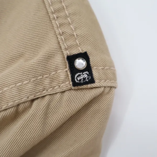 Ecko Red Womens Tan Khaki Utility Bomber Jacket Cropped Cotton Size L - Image 3