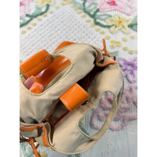Bath & Body Works Canvas Orange Leather Trim Handle Bag‎ Women's Accessory - Image 6