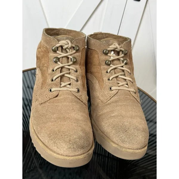 UGG Bethany Women's Boots Size 9 Brown Suede Sheepskin Lace Up Ankle Boots - Image 3