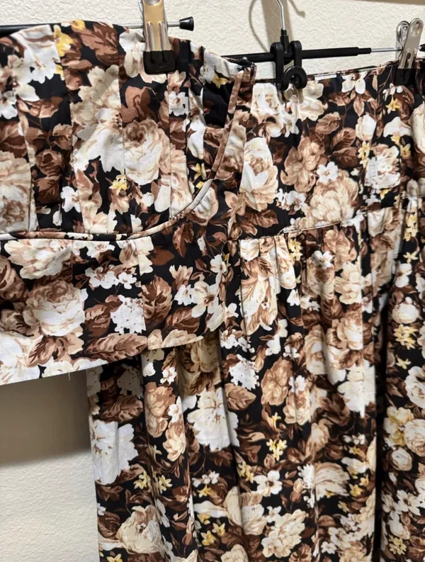 Abercrombie & Fitch Brown Floral Tube Top and Midi Skirt Set - Image 3