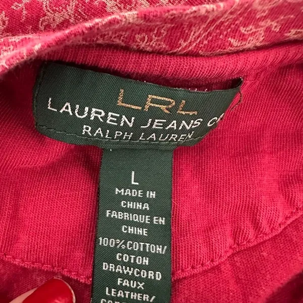 LRL Lauren Jeans Co Womens Ruffled Top Size L‎ Western Cowgirl Boho Lace Up - Image 6