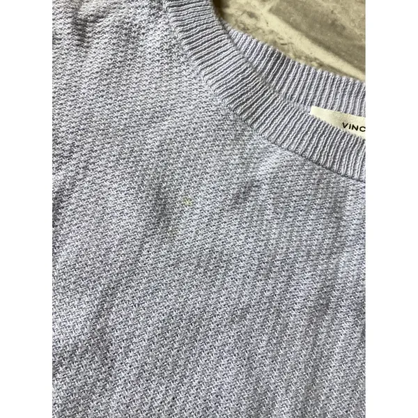 Vince Women Lavender Purple 100% Cotton Waffle Knit Crew Neck Sweater Small - Image 4