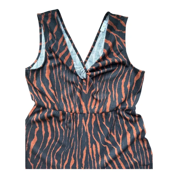 Womens Size L Wide Leg Jumpsuit Zebra Print V Neck Sleeveless - Image 3