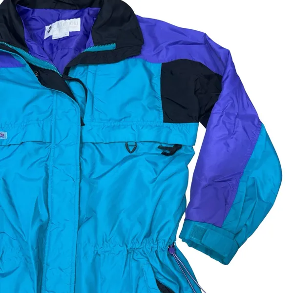 Columbia Sportswear Jacket Womens Medium Teal Purple Black Windbreaker - Image 14