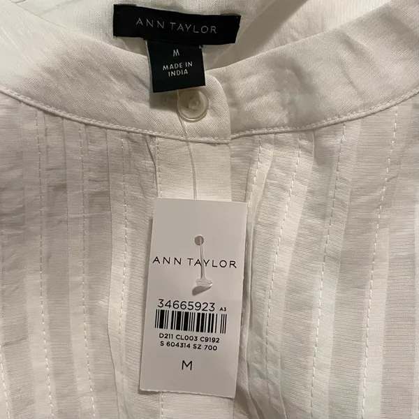 Ann Taylor Puff Sleeve Button Down Blouse Size M - Image 3