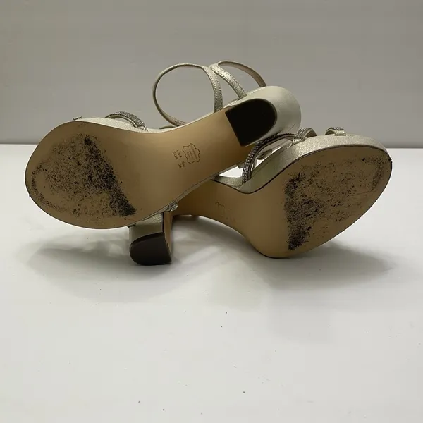 Nina‎ Saralyn Platino Platfom Sandal Heel Size 8 Gold Rhinestone Wedding Holiday - Image 8