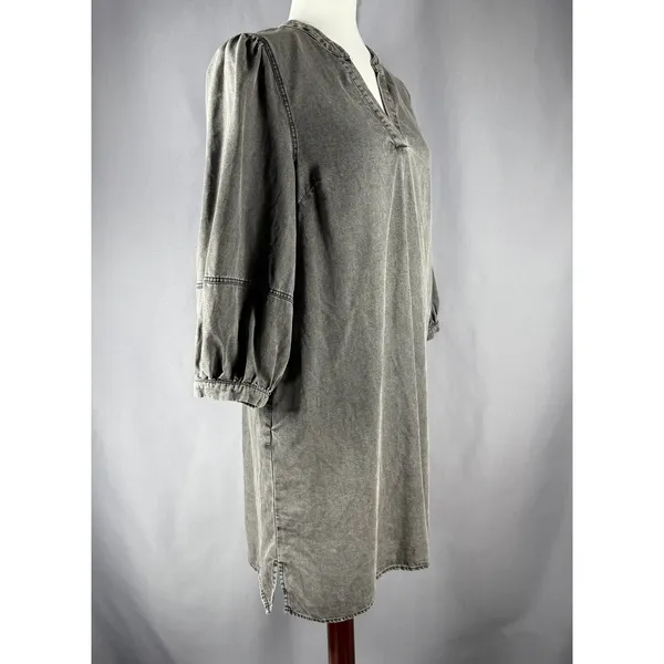 Entro Women's Gray Chambray Tunic‎ Dress Size M Western Chic Prairie Country - Image 3