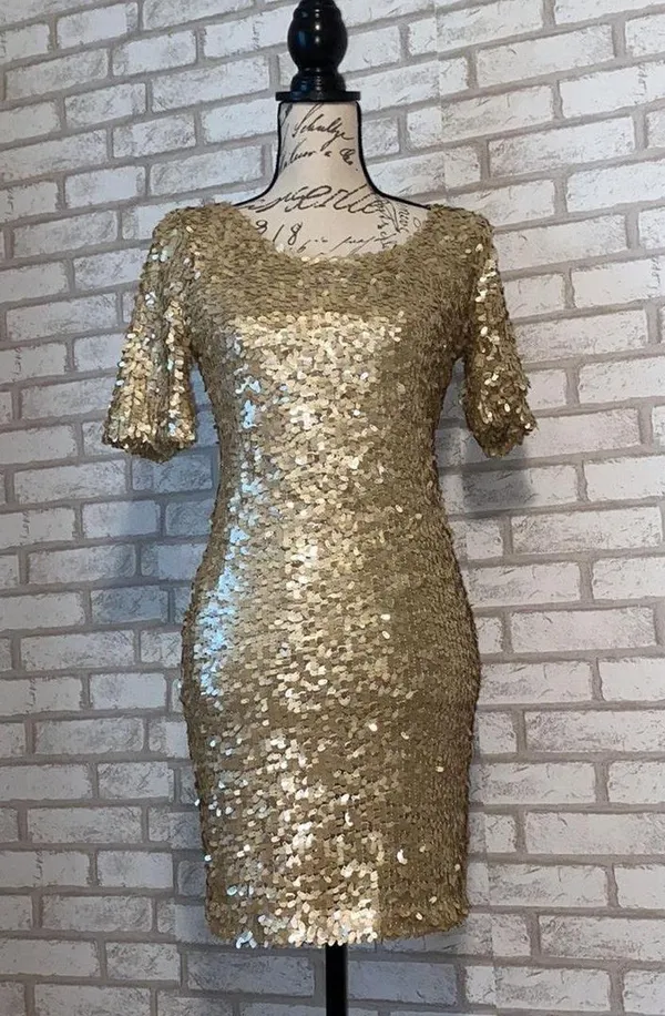 Gold Sequin Dress - Image 3