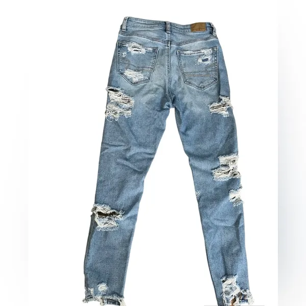 American Eagle Size 00 Regular Outfitters Distressed Light Wash Mom Jeans - Image 2