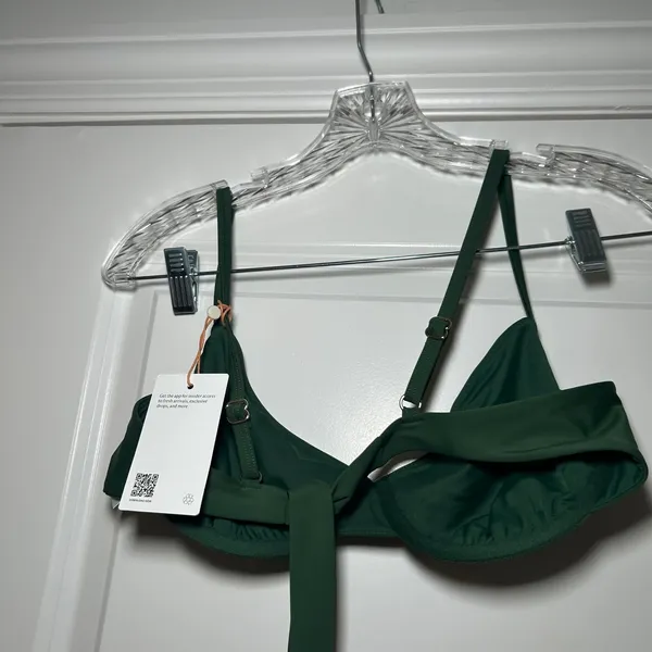 NWT Quince Italian Demi Bikini Top in palm green women's large - Image 3